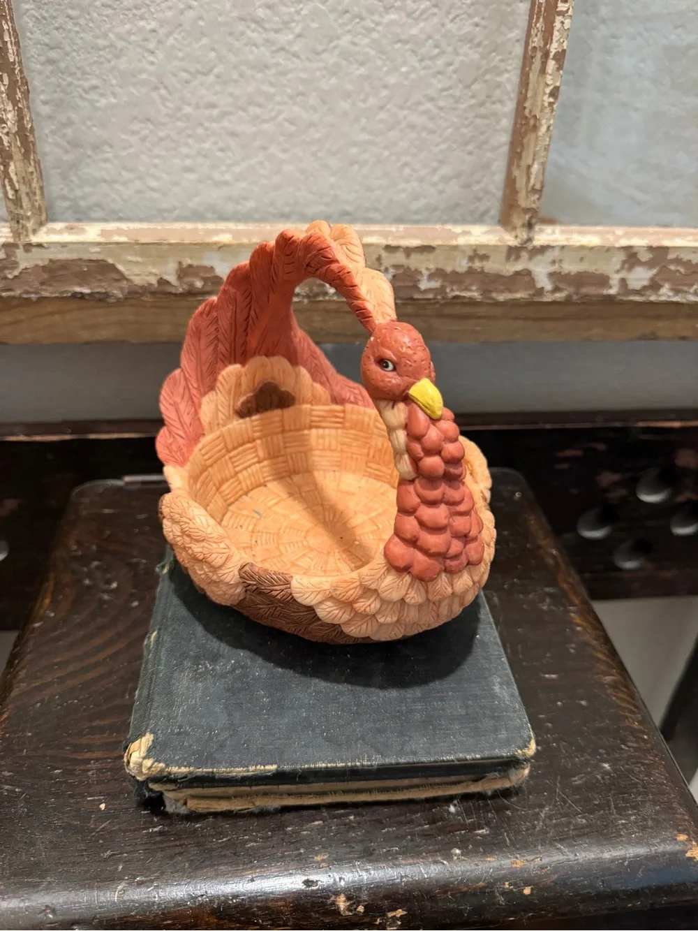 Vintage Decorative Orange Turkey Basket - Home Accents